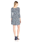 3/4 Sleeve Flared Godet Dress, Print, M