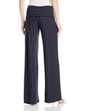 Large Waistband Pinstripe Flare Trouser Navy Medium