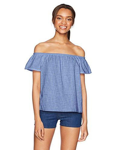 OffThe Shoulder Top, Light Wash, Medium