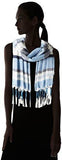 Variegated Srtipe Scarf With Tassels Denim One Size