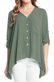 Creti Fashion Vneck Long Sleeve Chiffon Blouse Top Shirts