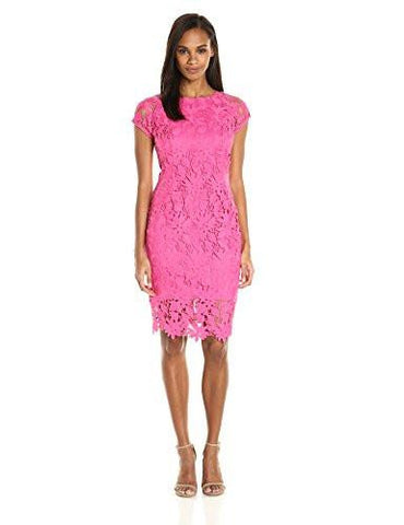 Floral Lace Midi Dress, Rose, 10