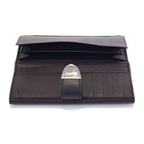 Leather Buckle Continental Flap Wallet 231837 Dark Brown