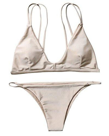 Mooskini Fashion Sexy Halter Padded Bikini Set Twopieces Swimsuit Bathing Suitnudesmall