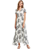 Milumia Button Up Split Floral Print Flowy Party Maxi Dress White Xxl