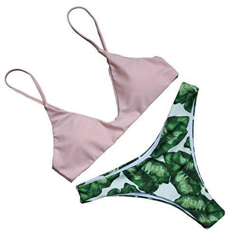 Mooskini Push Up Bikini Beach Swimsuit Low Waist Beachwear Pink Middle