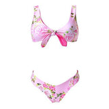 Mooskini Two Piece Floral Print Bikini Set Padded Bathing Suit Swimsuit S Pink