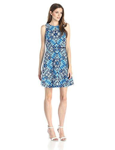 Stretch Hopsak Popover Fit And Flare, Navy Blue, 10