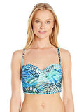 Kenneth Cole York Sporty Splice Underwire Bustier Bra Bikini Top Cyan Medium