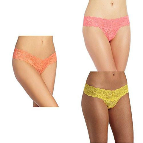 Never Say Never Cutie Thong , Coral Breeze/Neon Rose/Sunshine, One Size