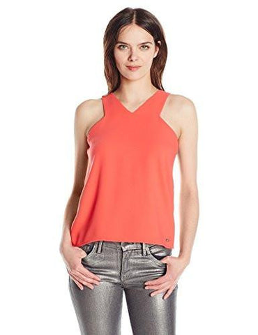 Armani Exchange X Neck Line Woven Tank Top Coral Medium