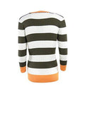 Striped V Neck Cable Knit Sweater S, Camouflage