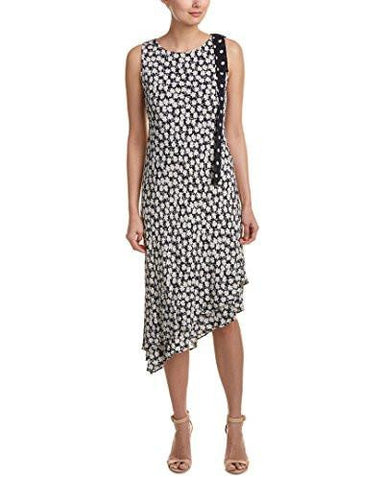 Asymetric Double Tier Daisy Maxi Dress, Navy Ivory, 4