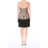 S Fringe Strapless Cocktail Dress Black 6