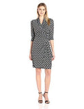3/4 Sleeve Cascade Wrap Dress, Print, M