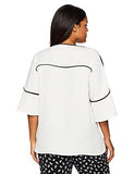 Flutter Sleeve Top With Piping Soft White L