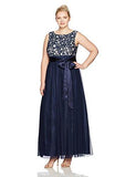 Jessica Howard Plus Size Lace Bodice Ballgown, Navy/Ivory, 16W