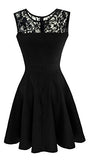 Heloise Aline Sleeveless Pleated Little Black Cocktail Party Dress With Floral Lace M Black