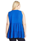 Plus Size Sleeveless Double Ruffle Top, Blue, 0X