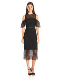 Geo Lace Cold Shoulder Midi Dress, Black, 2