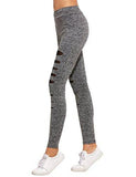 Sweatyrocks Legging Grey Knit Mesh Insert Ripped Tights Yoga Slim Pants S