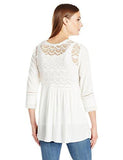 Crochet Trim Top, Off/White, Xl