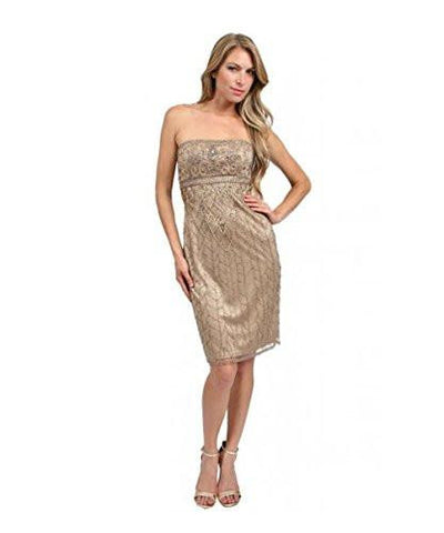 Short Strapless Cocktail Dress Z106 0, Beige