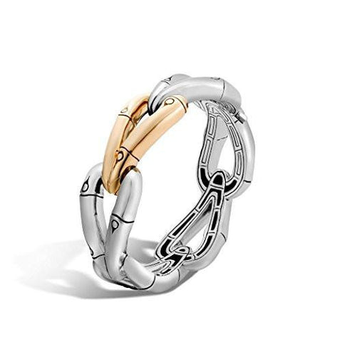 John Hardy Bamboo Gold & Silver Large Hinge Bangle Size M