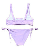 Mooskini ’S Racerback Top Side Tie Bottom Two Piece Bikini Set Padded Bathing Suit L Purple