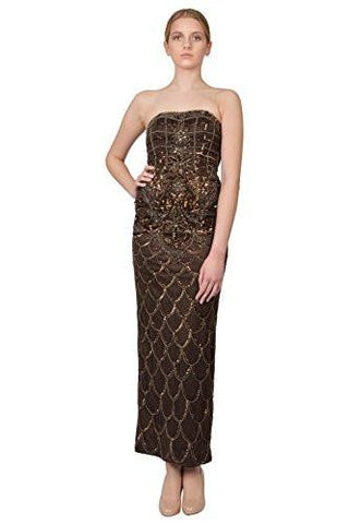Enchanting Deco Embellished Strapless Long Gown Dress