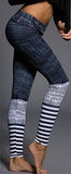 M2Mo Sport Stripe Stitching Leggings Pants Dark Gray Us L