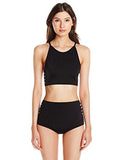 High Waist Bikini Bottom, Black/White, Small