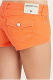 Joey Zip Denim Shorts 25, Orange