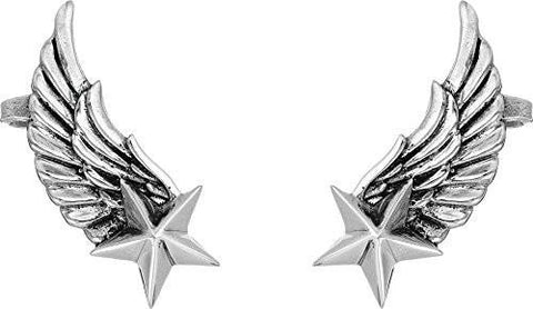 Winged Star Ear Cuff Earrings Silver Earring
