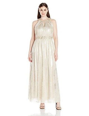 Jessica Howard Plus Size Gown With Cutout Neckline, Champagne, 16W