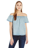 True Religion Denim Off The Shoulder Top, Indigo, Medium