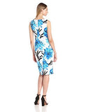 Maggy London Royal Garden Floral Scuba Sheath, Soft White/Sky, 8