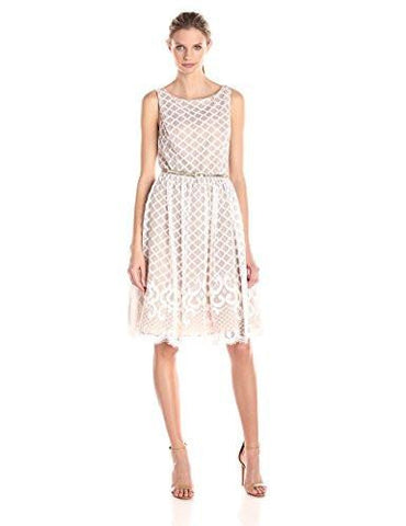 Eliza J Lace FitAndFlare Dress, Off White, 12