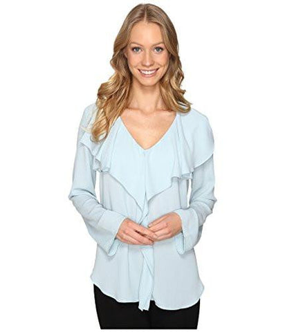 Flare Sleeve Ruffle Blouse Ice Blue Blouse