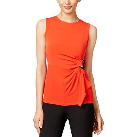 Sleeveless Fauxwrap Pullover Top Red Xl