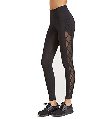 Sweatyrocks Yoga Leggings High Waist Cutout Mesh Insert Active Tights Black M