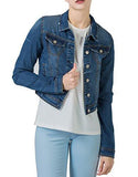 Perhaps U Cropped Denim Jacket For Teen Girls Classic Long Sleeves Jean Tops S Dark Blue