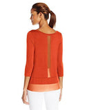 3/4 Sleeve Peplum Top, B Red, Large