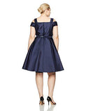 Plus Size Off The Shoulder Flared Dress, Navy, 16W