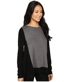 Color Block Sweater Knit Top Black/Dark Heather Gray Sweater