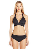 Kenneth Cole York Strappy Hour Shirred Bikini Bottom Black Medium