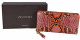 Python Snakeskin Bamboo Zip Around Wallet Vibrant Orange
