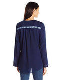 Crossover Embroidered Top, Indigo, L