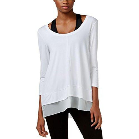 3/4 Sleeve Peplum Top, White, Small