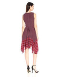 Twin Print Hankie Hem Line Chiffon Midi Dress, Red Navy, 6